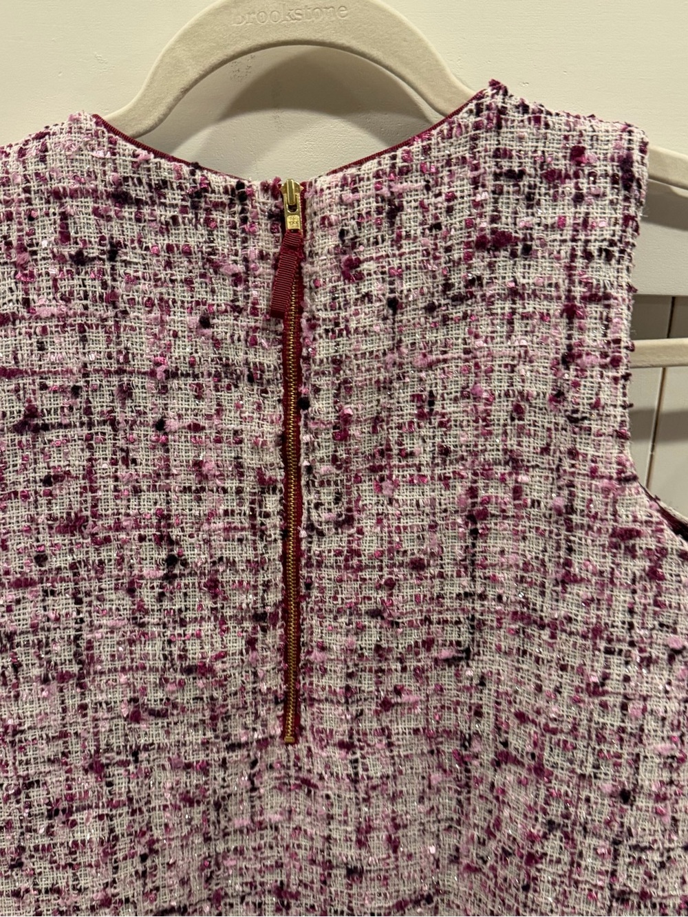 Crewcuts by J.Crew Girls’ Girly Tweed Shift Dress Pink Burgundy Size 10 - Picture 5 of 11